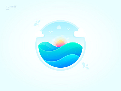 Sunrise bird brenttton cloud colors gradients illustration morning ocean sea sunrise water wave