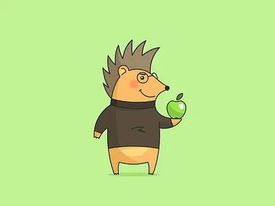 Hedghehog Stevie apple art character design draw hedhehog illustration jobs vector