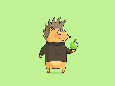 Hedghehog Stevie apple art character design draw hedhehog illustration jobs vector