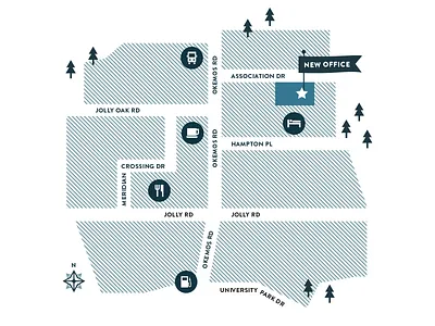 Modern Map Design iconography map moving new location