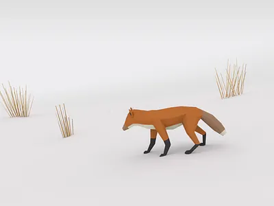 Fox 3d fox lowpoly winter
