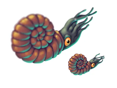 Ammonoids ammonoids character character design concept concept art dinosaurs game game design illustration kids