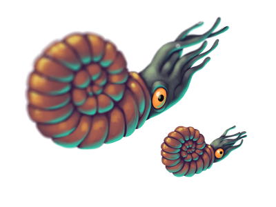 Ammonoids ammonoids character character design concept concept art dinosaurs game game design illustration kids