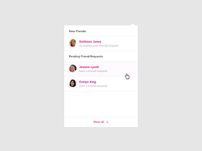 Notifications Exploration component friends notifications ui user interface web web application