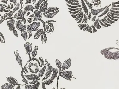 Pen Drawing art bird butterfly design doodle drawing flower linedrawing notepad pencil rose sketch