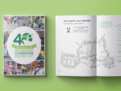 New Bedford Half Marathon 40th Annual Race Program annual branding local work logo marathon race program redesign saddle stitch