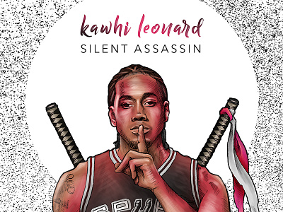 Kawhi Leonard Dribbble baskeball digital illustration illustration nba pencil