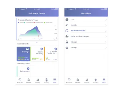 Retirement Planner Statistics Screen analytic mobile design dashboard ui ios ui mobile user interface ui mobile design