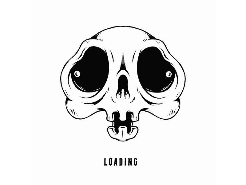 " L o a d i n g . . . " 2d animated design eyes gif illustration loading motion skeleton skull