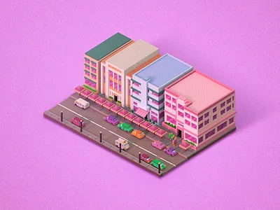 Ocean Drive 3d beach city scape miami ocean drive pixel voxel