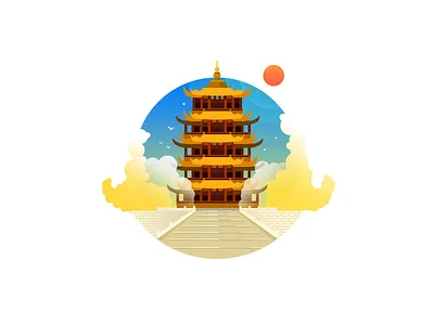 Yellow Crane Tower china icon lllustrator tower wuhan