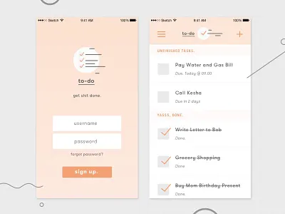 To-Do's First Screens app sketch skillshare ui