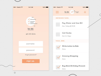 To-Do's First Screens app sketch skillshare ui