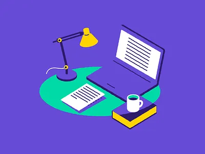 Late Night coffee desktop illustration light night study