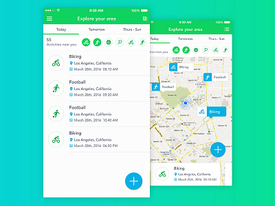 Activity List/Map dribbble events flat ios list map minimal social ui user interface