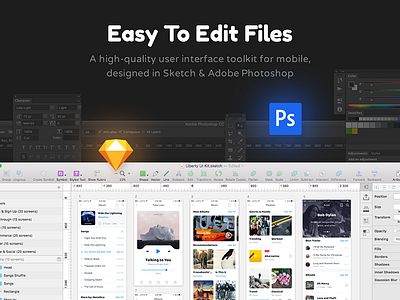 Liberty Mobile UI Kit apps design liberty mobile photoshop sketch toolkit ui kit