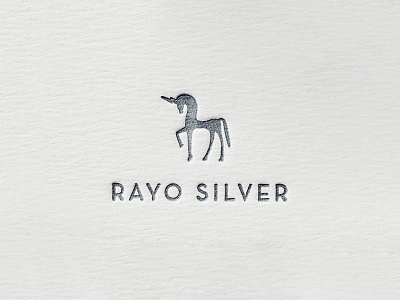 Rayo Silver horse letterpress logo print silver thunder unicorn