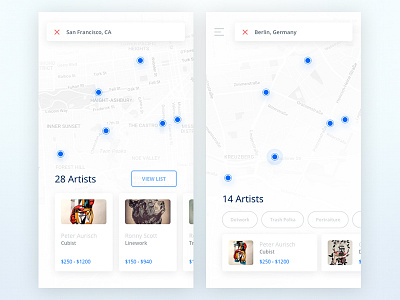 Tattoo UI Kit: Map app ios kit list map material search soft ui white