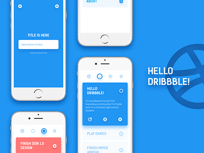 Hello Dribbble! blue design ios material shadow to do uiux