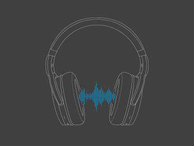 Sennheiser Headphones blue flat grey headphones illustration line simple sound