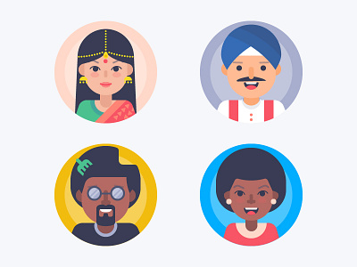 Avatars: Couples afro avatar avatars black couple faces female indian male people punjabi smile