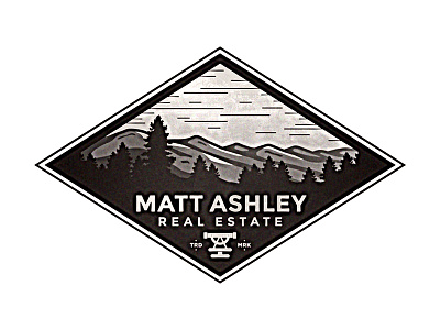 Real Estate Logo (Alternate) badge diamond logo mountains real estate surveying texture tool transit trees