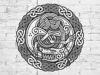 Celtic Wolf celtic chain dog fenrir ornament sword wolf
