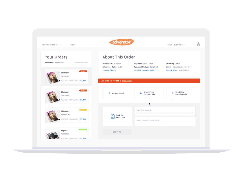 Manage Orders Select from previous ads ad adverator ecommerce manage order order