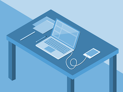 Isometric Workspace blue desk flat geometry grid isometric mac simple workspace