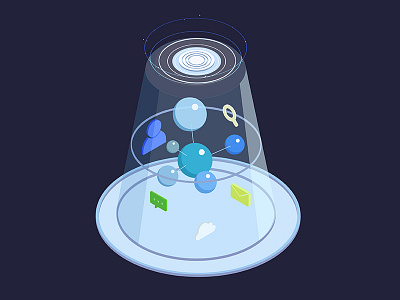 Data ar chat cloud data icon isometric mail molecule