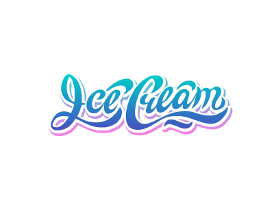 Ice Cream calligraphy design hand drawn lettering logo typography