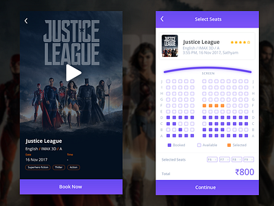 Movie App app cinema clean design film minimal mobile movie ui ux violet