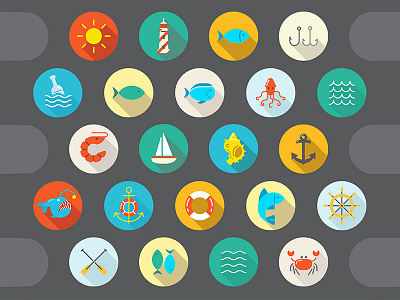 Free Awesome 22 Flat Vector Sea Icons ai flat icons free download free vector icons vector sea icons