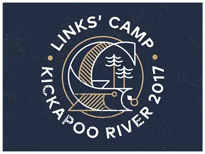 Links' Camp - Catch of the day badge camp catch diamond fish fishing forest logo patch pine wedding white pine