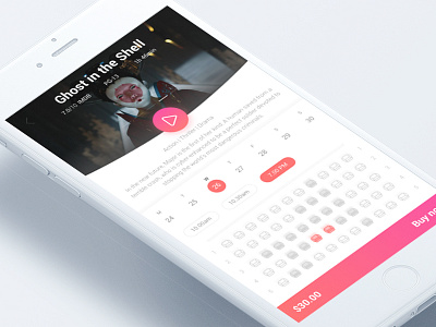 Ticket app cinema clean design film minimal mobile movie ui ux violet