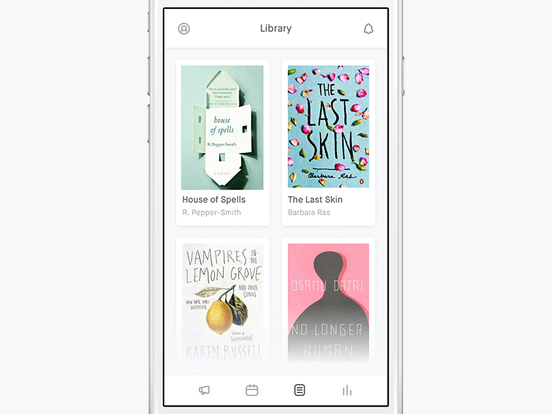 Book Transition app ios iphone book course university school flat gradient shadow minimal grid type typography library calendar chat read blog utility productivity social message messenger medium story stories exercise ux ui interaction reading white clean light