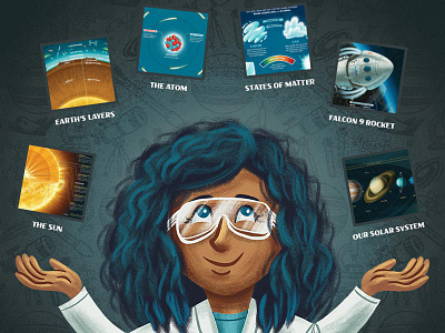 Science Rules Art Show art show atom children earth illustration matter rocket science space stem