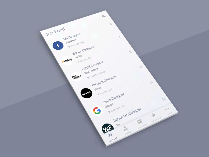 Job Listing - DailyUI 050 animation card dailyui job feed