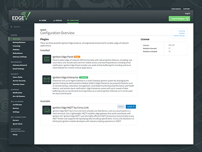 Edge Configuration configure dashboard iiot interface iot licensing sidenav ui ui design