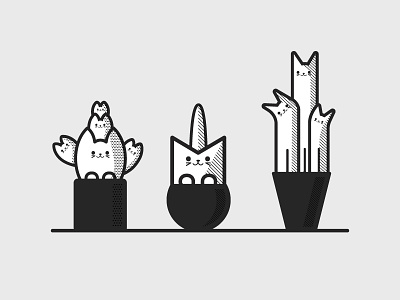 Cactus Cats | Pricks pt. 3 cacti cactus catcus cats desert geometric plants simple succulents