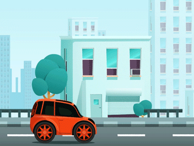 Little trip animation car city countryside game gif hotdog illustration motion trip