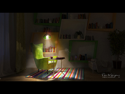 a place for reading books 3d 3dmax 3dsmax interier interio visualisation visualization