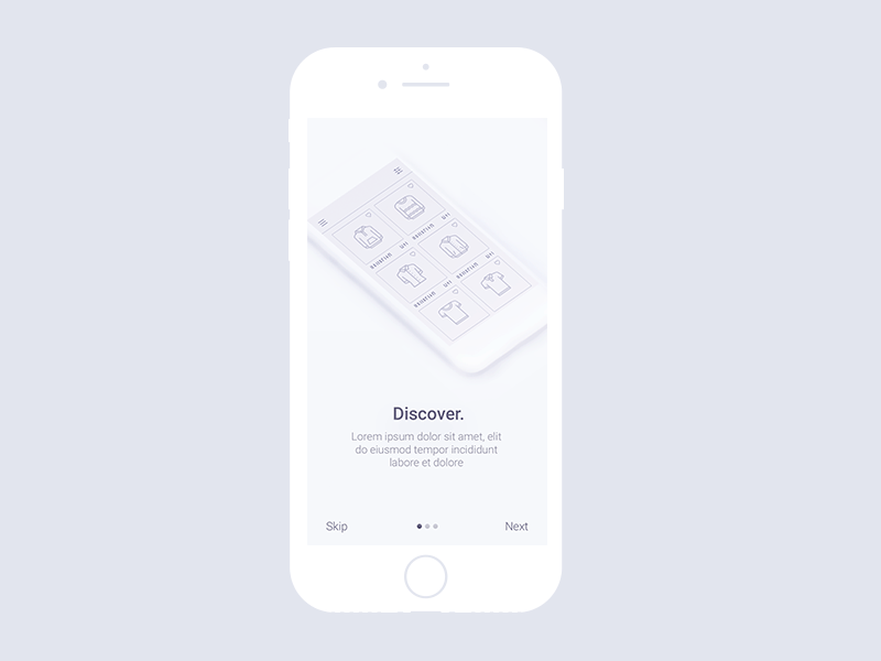 Walkthrough app discover ecommerce ios minimal mobile onboarding order shop ui ux walkthrough