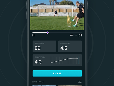 Kick Results app button dashboard football ios layout soccer sort stats ui ux video