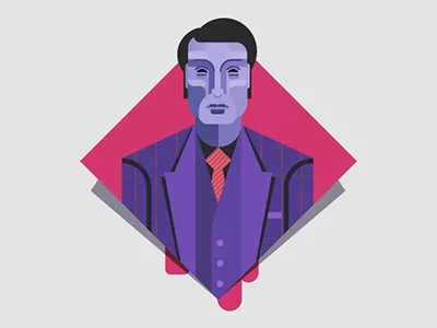 Hannibal character design drawing fanart icon design illustration vector