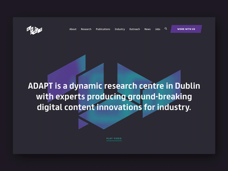 ADAPT Video Mask Hero adapt banner dark gif hero mask purple turquoise ui video web website