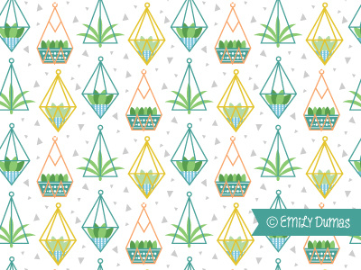 Planter Pattern emily dumas geometric hanging plants illustrator pattern planters plants repeat pattern vector