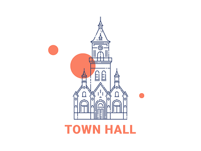 Town Hall architecture art building icon illustration line linear rava ruska ukraine