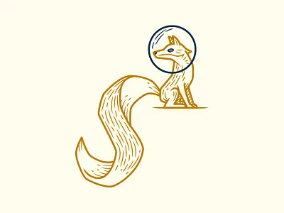 Space Fox animal astronaut chris lago drawing fox graphic illustration line space
