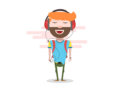 Boy beard boy dribbbleshot headphone illustration music